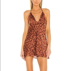 Free People Intimately Hang On Halter Printed Slip Dress In Natural Combo  XS
